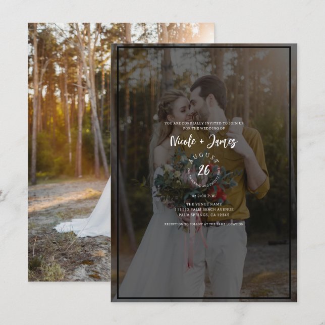 Convites Sobreposição de Tonalidade de Foto Escura 2 Casame (Frente/Verso)