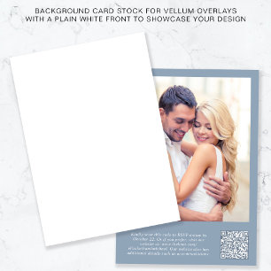 Convites Sobreposição de Vellum Azul Dusty com Código QR de
