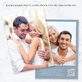 Convites Sobreposição de Vellum Azul Dusty com Código QR de