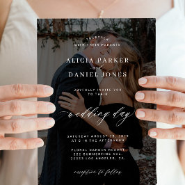 Convites Sobreposição negra moderna 2 fotos casamento