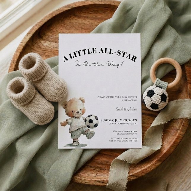 Convites Soccer Baby Shower Invitation | A Little All-Star (A little all star Baby shower invitation)