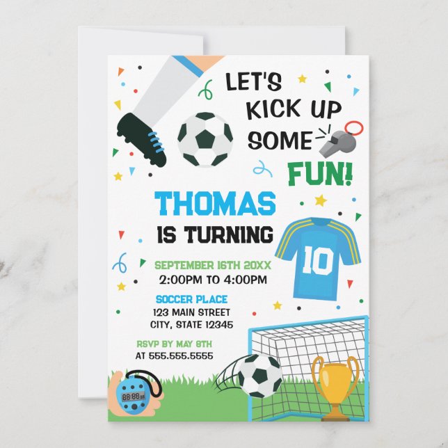 Convites Soccer Birthday boy Invitation (Frente)