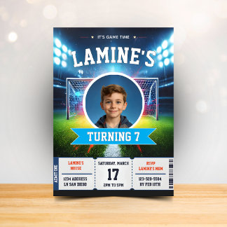 Convites Soccer Birthday Football Party Photo Card