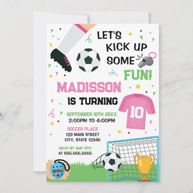 Convites Soccer Birthday girl Invitation (Frente)