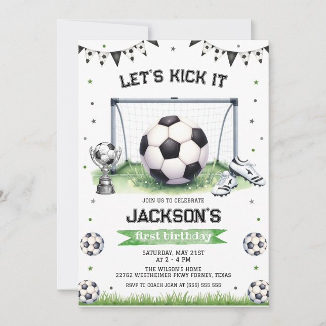Convites Soccer Kids Boy Birthday Party Invitation (Frente)