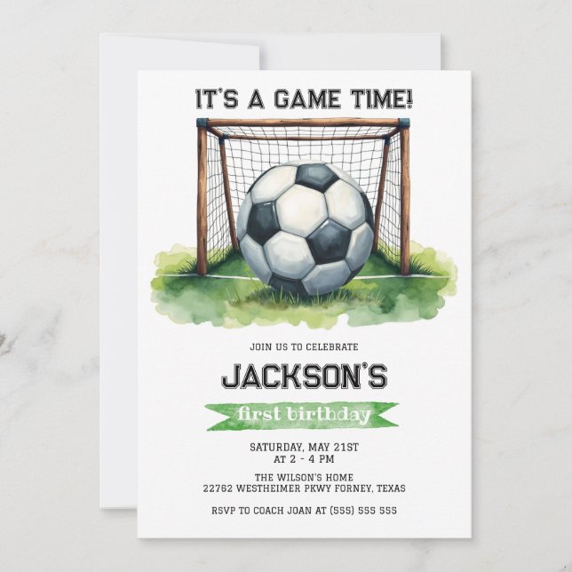 Convites Soccer Kids Boy Birthday Party Invitation (Frente)