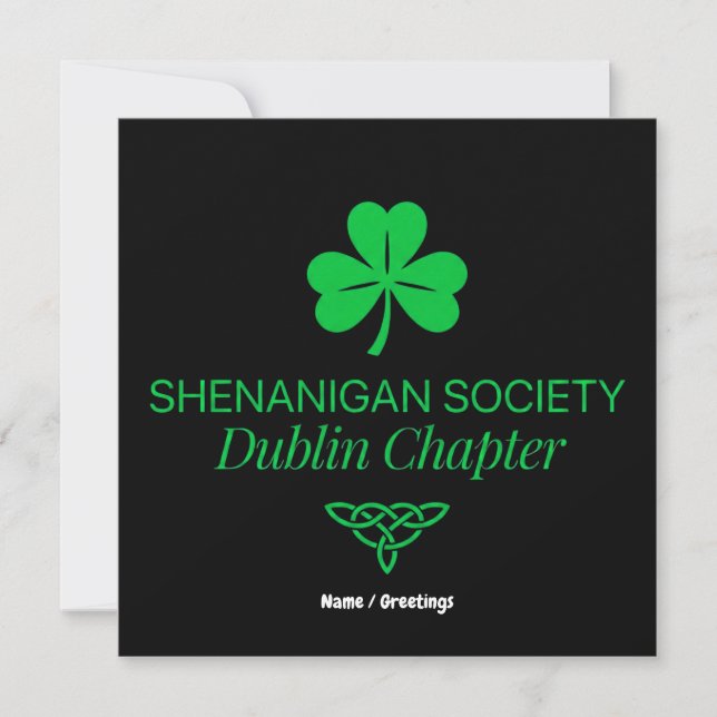 Convites Sociedade Shenanigan Capítulo Dublin Patrimônio Vi (Frente)