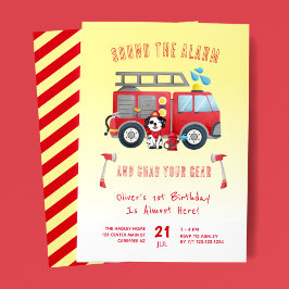 Convites Soe o primeiro aniversario do caminhão de alarme