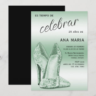 Convites Sofisticado Aniversário Feminino Espanhol Verde