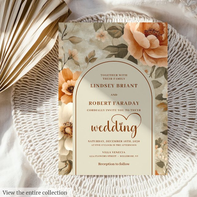 Convites Sofisticado Boho Terracota Marfim Sage Casamento  (Sophisticated Boho Terra Cotta Ivory Sage Wedding Invitation

)