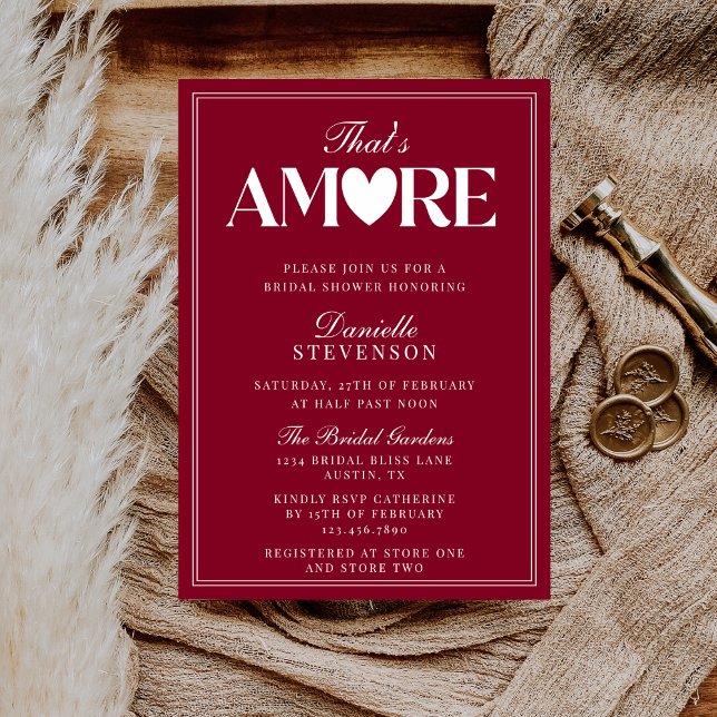 Convites Sofisticado Burgundy Elegante Isso é Amore Chá de  (Criador carregado)