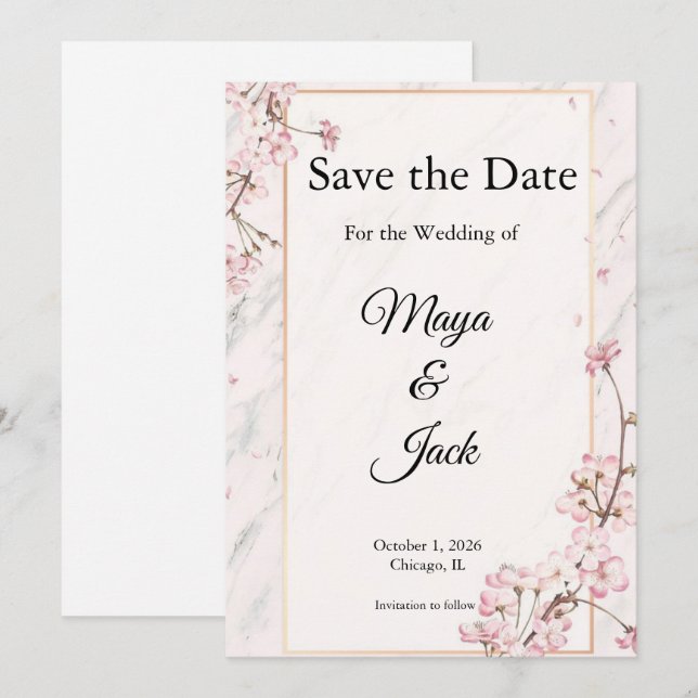 Convites Sofisticados de Save the Date (Frente/Verso)