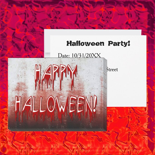 Convites Sofre Feliz Concurso De Sangue De Halloween (Suffering Happy Halloween Blood Stained Invitation)