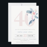 CONVITES SOFT AQUA BLUSH BLUE FLORAL 40º ANIVERSÁRIO DE QUA<br><div class="desc">Se você precisar de qualquer outra personalização ou qualquer outro item correspondente,  entre em contato comigo em yellowfebstudio@gmail.com</div>