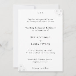 Convites Soft Bloom Elegance Wedding Rehearsal Invitation