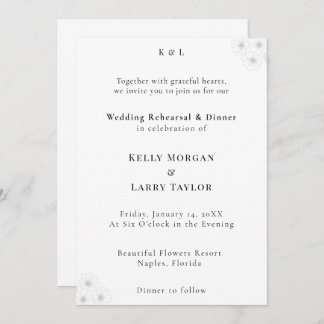 Convites Soft Bloom Elegance Wedding Rehearsal Invitation