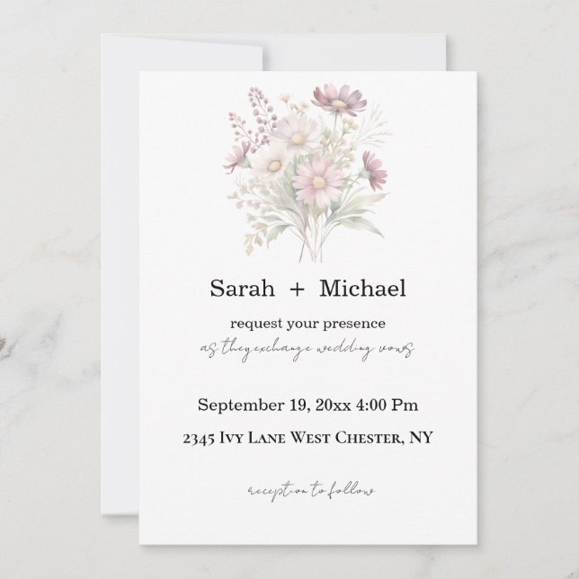 Convites Soft Blooms Spring Floral Wedding Invitation (Frente)