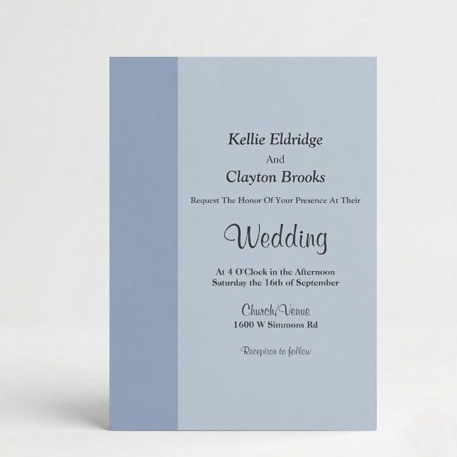 Convites Soft Blue Bar Wedding Invitation (Criador carregado)