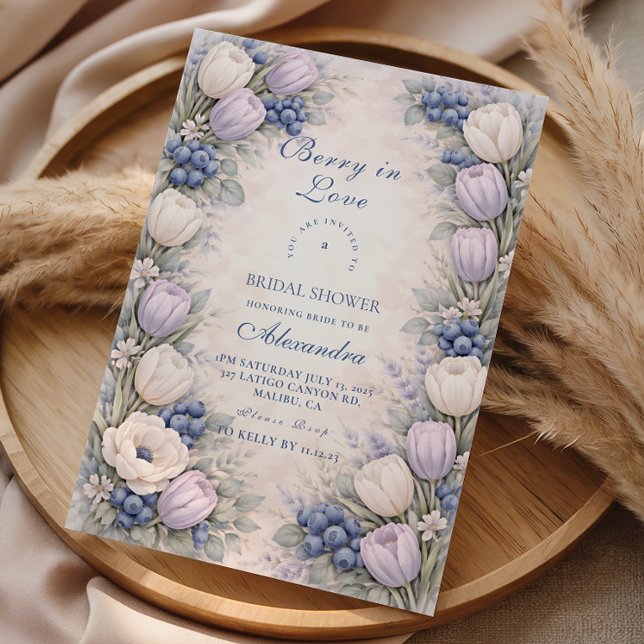 Convites Soft Blue Berry Botanicals Bridal Shower (Criador carregado)