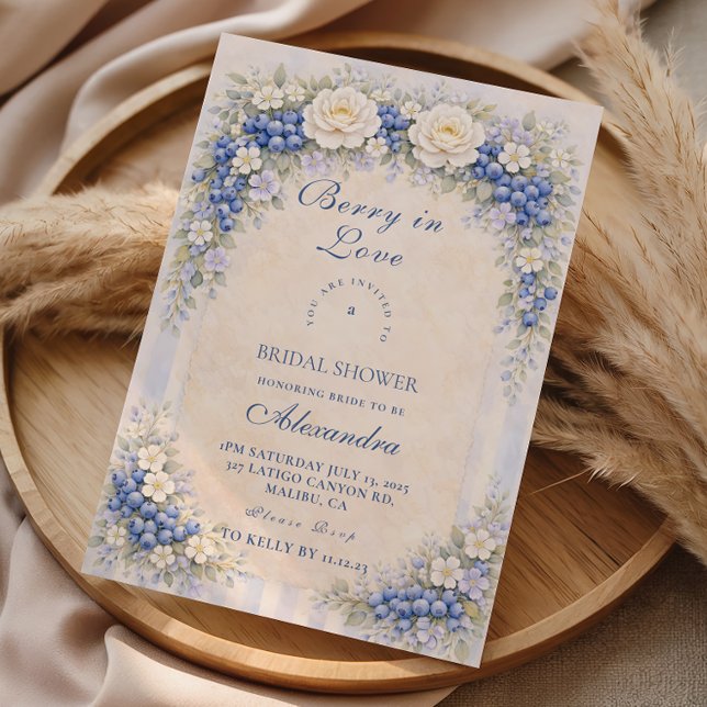 Convites Soft Blue Berry Romance Bridal Shower (Criador carregado)