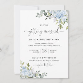 Convites Soft Blue Botanical Wedding Invitation
