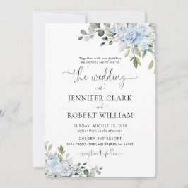 Convites Soft Blue Botanical Wedding Invitation