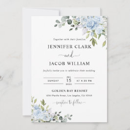 Convites Soft Blue Botanical Wedding Invitation