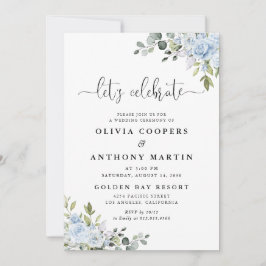 Convites Soft Blue Botanical Wedding Invitation