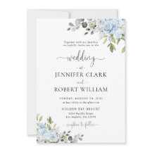 Soft Blue Botanical Wedding Invitation