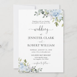Convites Soft Blue Botanical Wedding Invitation