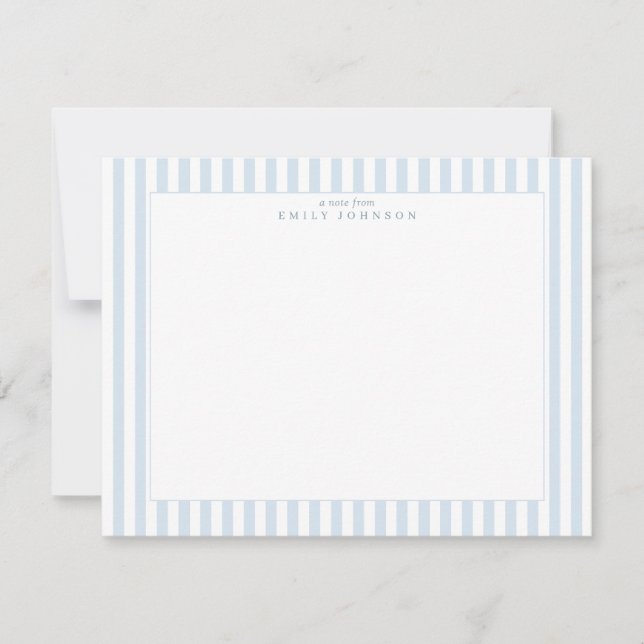 Convites Soft Blue Striped Note Card (Frente)