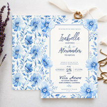 Soft Blue Watercolor Elegant Floral Romantic