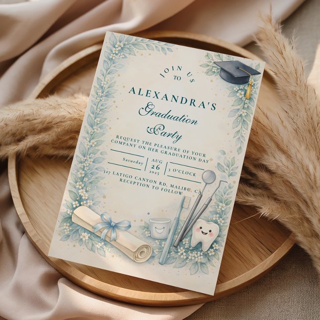 Convites Soft Blue White Coat Dentist Graduation Party (Criador carregado)