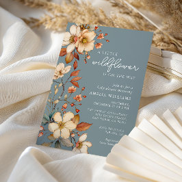 Convites Soft Blue Wildflower Baby Shower Elegant Script