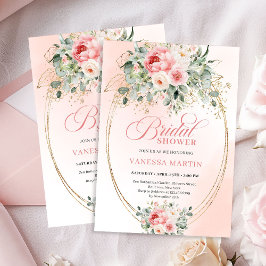 Convites Soft Blush and Gold Botanical Bridal Shower Invite