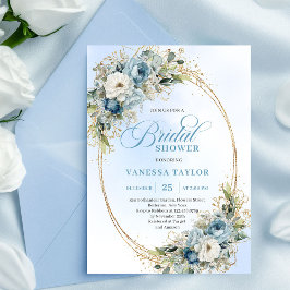 Convites Soft Boho Dusty Blue Floral Greenery Bridal Shower