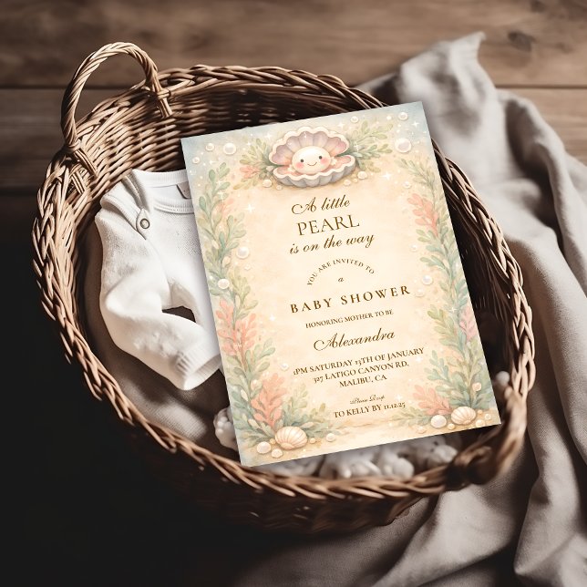 Convites Soft Coastal Pearl Storybook Baby Shower (Criador carregado)
