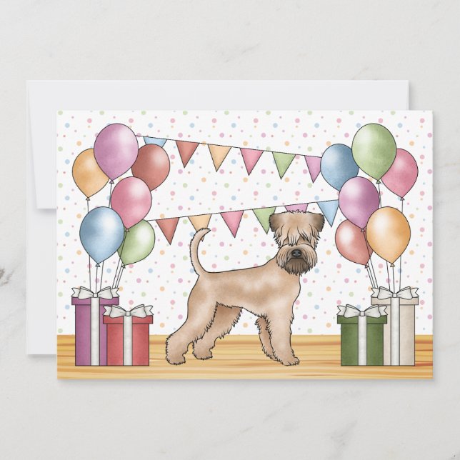 Convites Soft-Coated Wheaten Terrier Aniversário Colorido (Frente)
