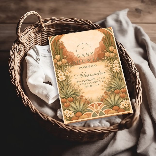 Convites Soft Desert Wildflowers Baby Shower (Criador carregado)