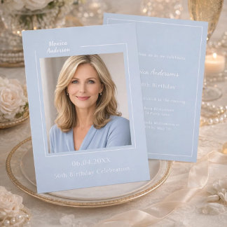Convites Soft dusty blue photo birthday