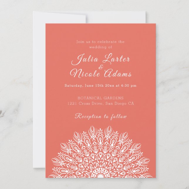 Convites Soft Feather Dry Pampas Grass Mandala Wedding (Frente)