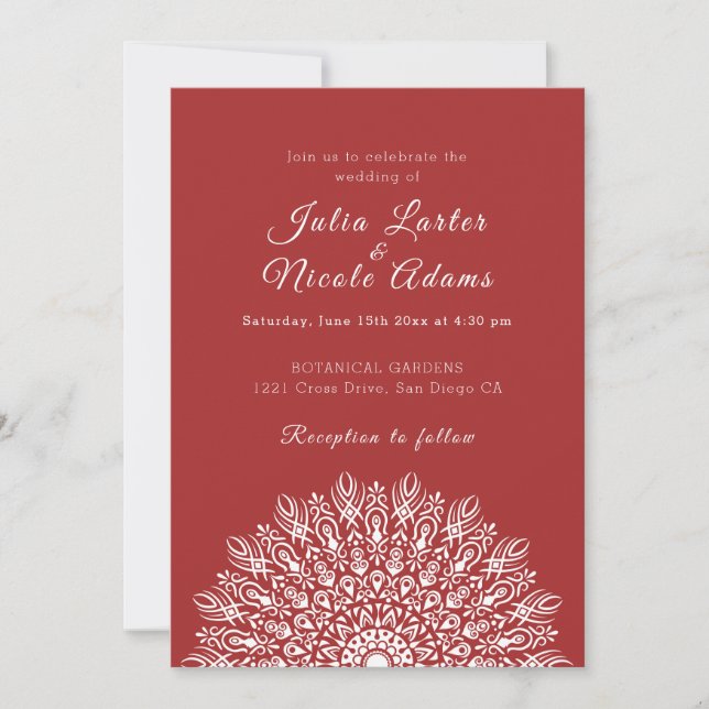 Convites Soft Feather Dry Pampas Grass Mandala Wedding (Frente)