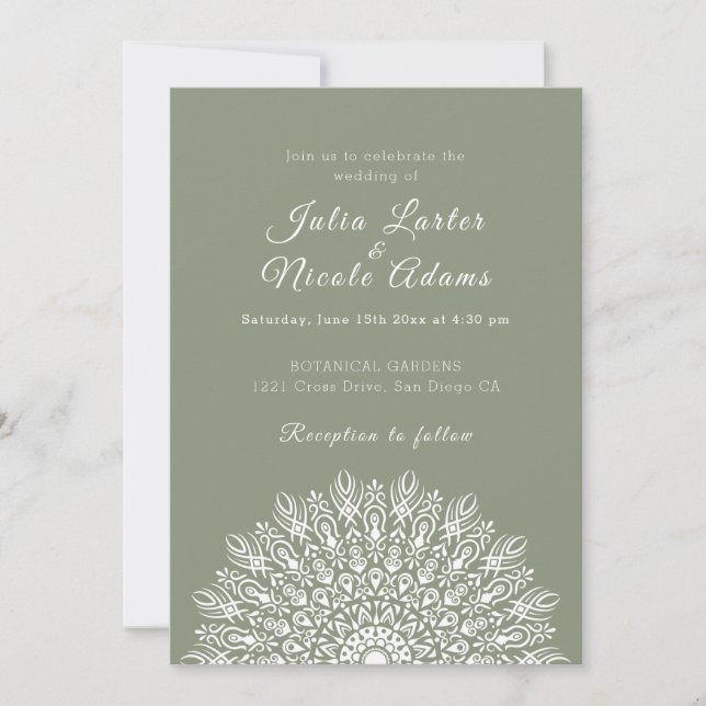 Convites Soft Feather Dry Pampas Grass Mandala Wedding (Frente)