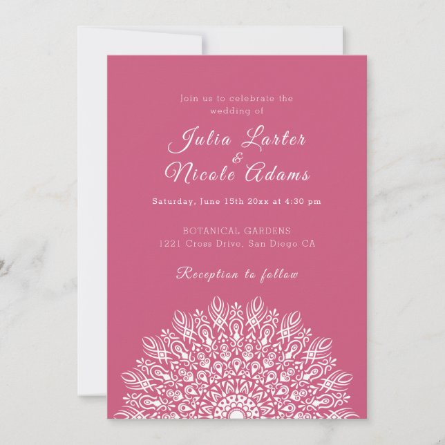 Convites Soft Feather Dry Pampas Grass Mandala Wedding (Frente)