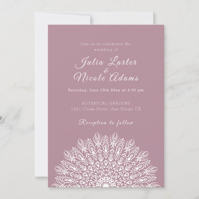 Convites Soft Feather Dry Pampas Grass Mandala Wedding (Frente)