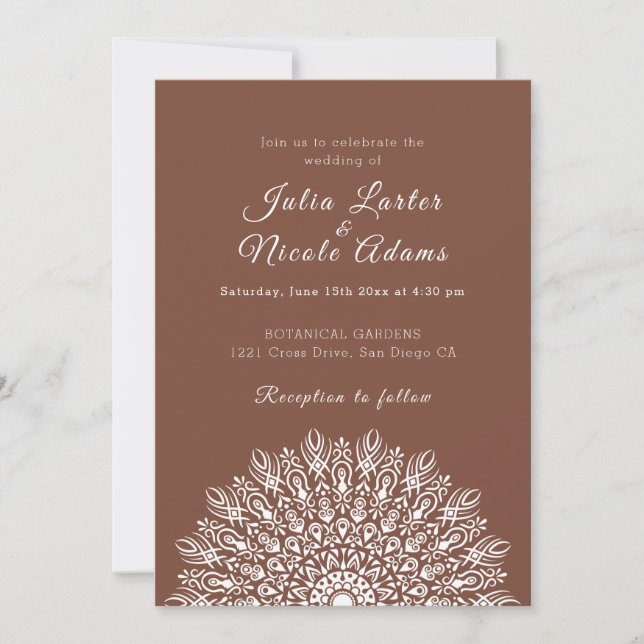 Convites Soft Feather Dry Pampas Grass Mandala Wedding (Frente)