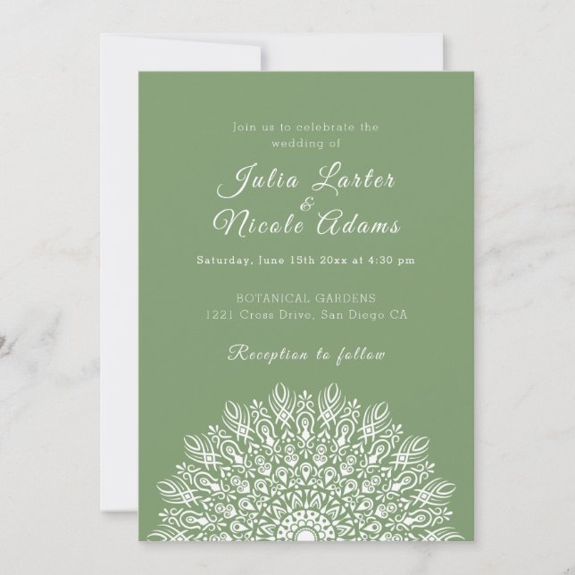 Convites Soft Feather Dry Pampas Grass Mandala Wedding (Frente)