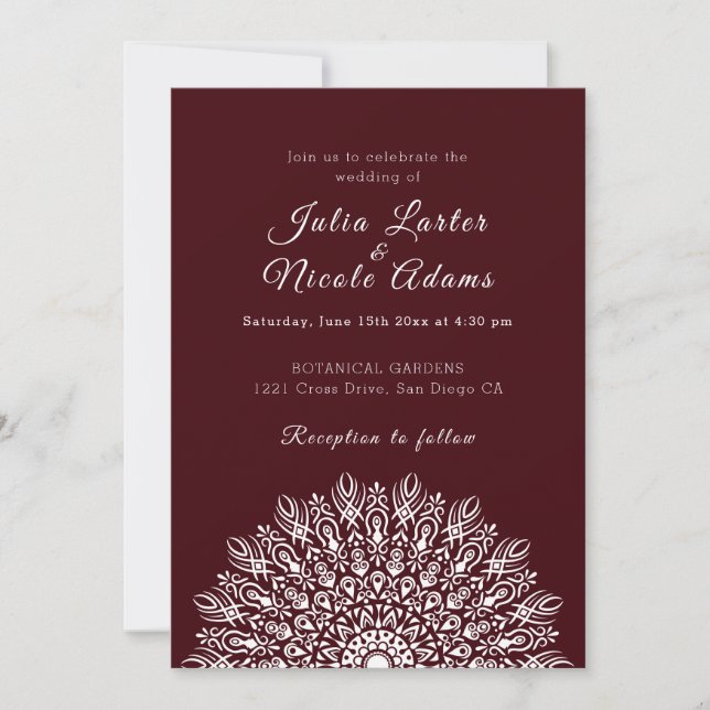 Convites Soft Feather Dry Pampas Grass Mandala Wedding (Frente)