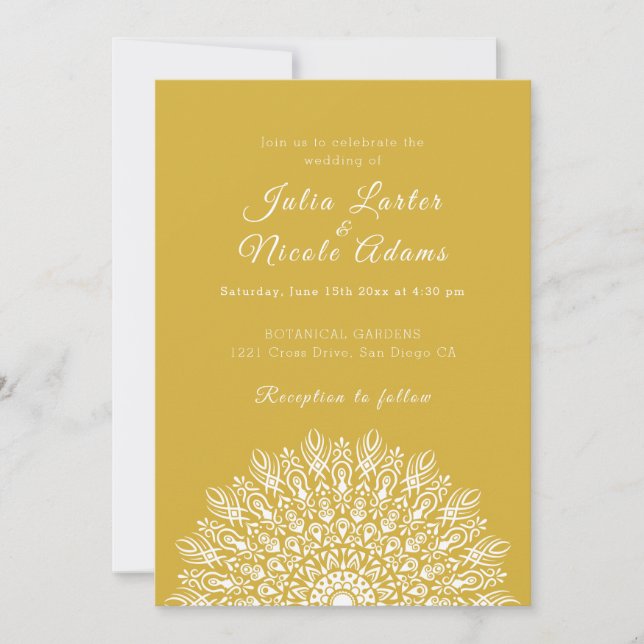 Convites Soft Feather Dry Pampas Grass Mandala Wedding (Frente)