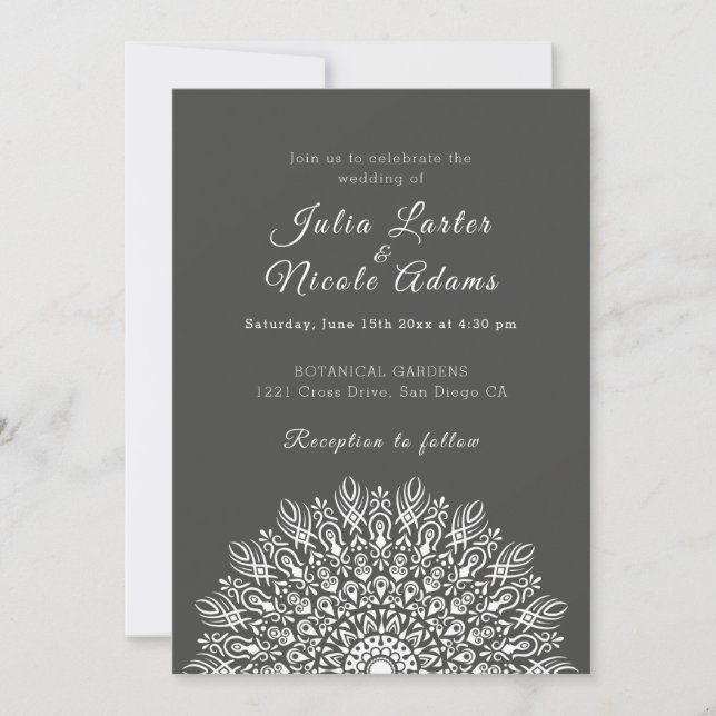 Convites Soft Feather Dry Pampas Grass Mandala Wedding (Frente)